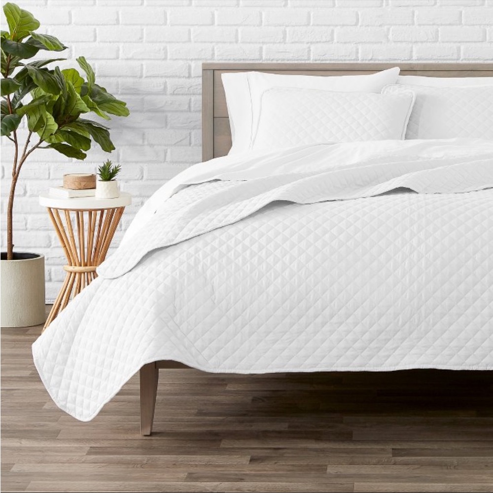New Bare Home Diamond Stitched Coverlet Set Twin/Twin XL White